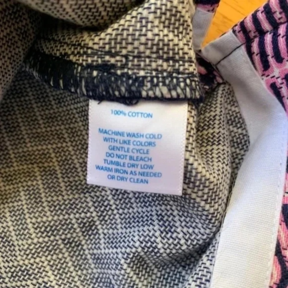 Southern Tide Pink Navy Crop Top Blouse Shirt Cotton Cap Sleeve Back Zip, Size L - Picture 12 of 12